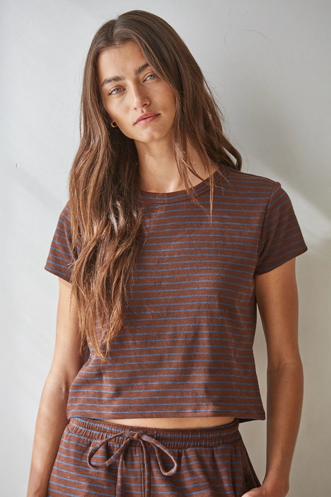 Blue and Brown Striped Set