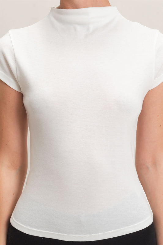 Mock Neck Cap Sleeve Top