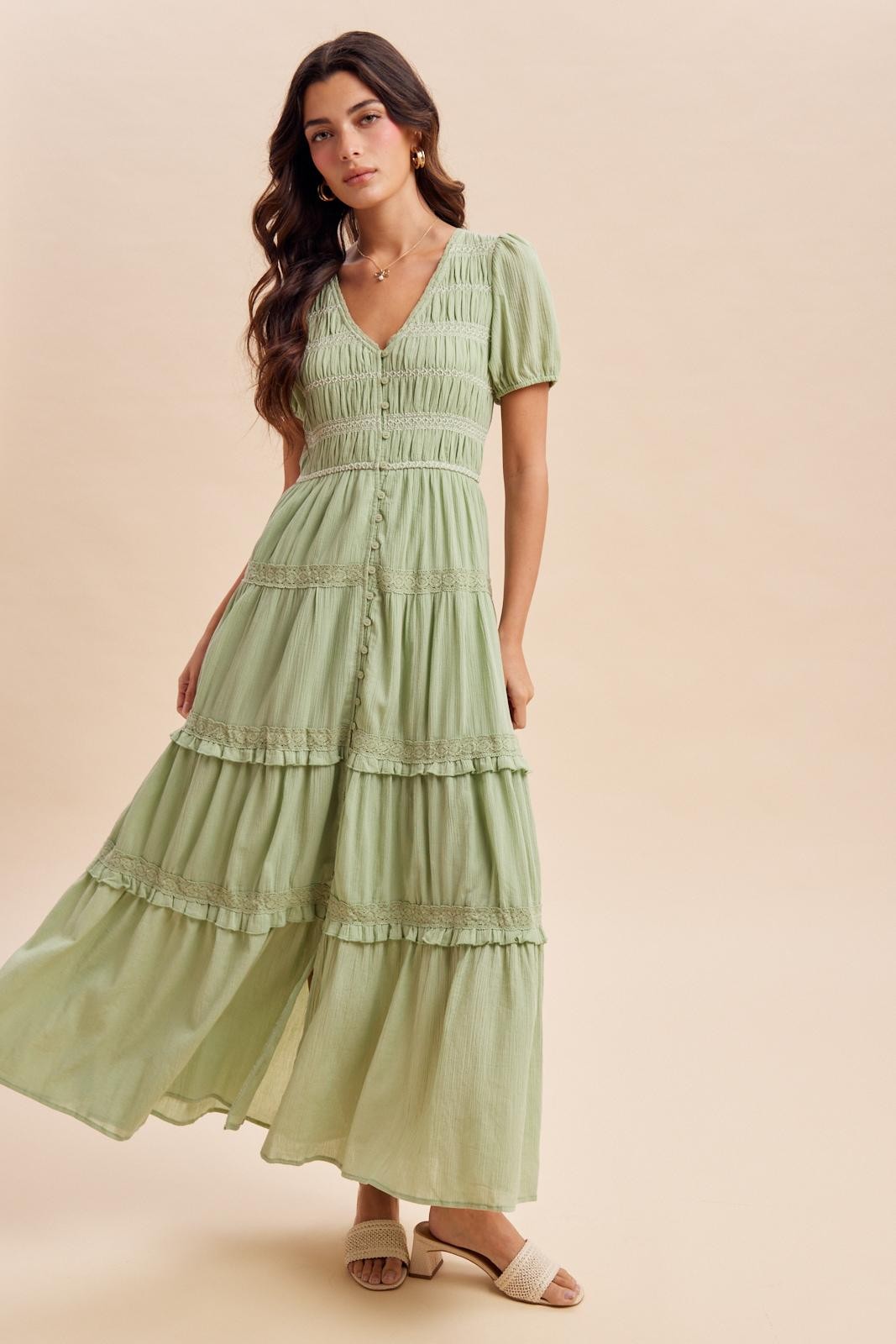 Smocked tiered Maxi