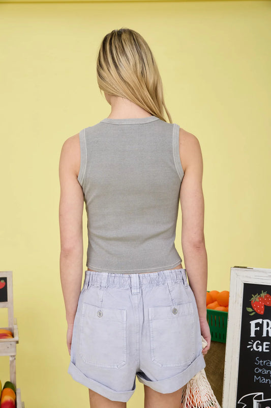 Grey Button Tank