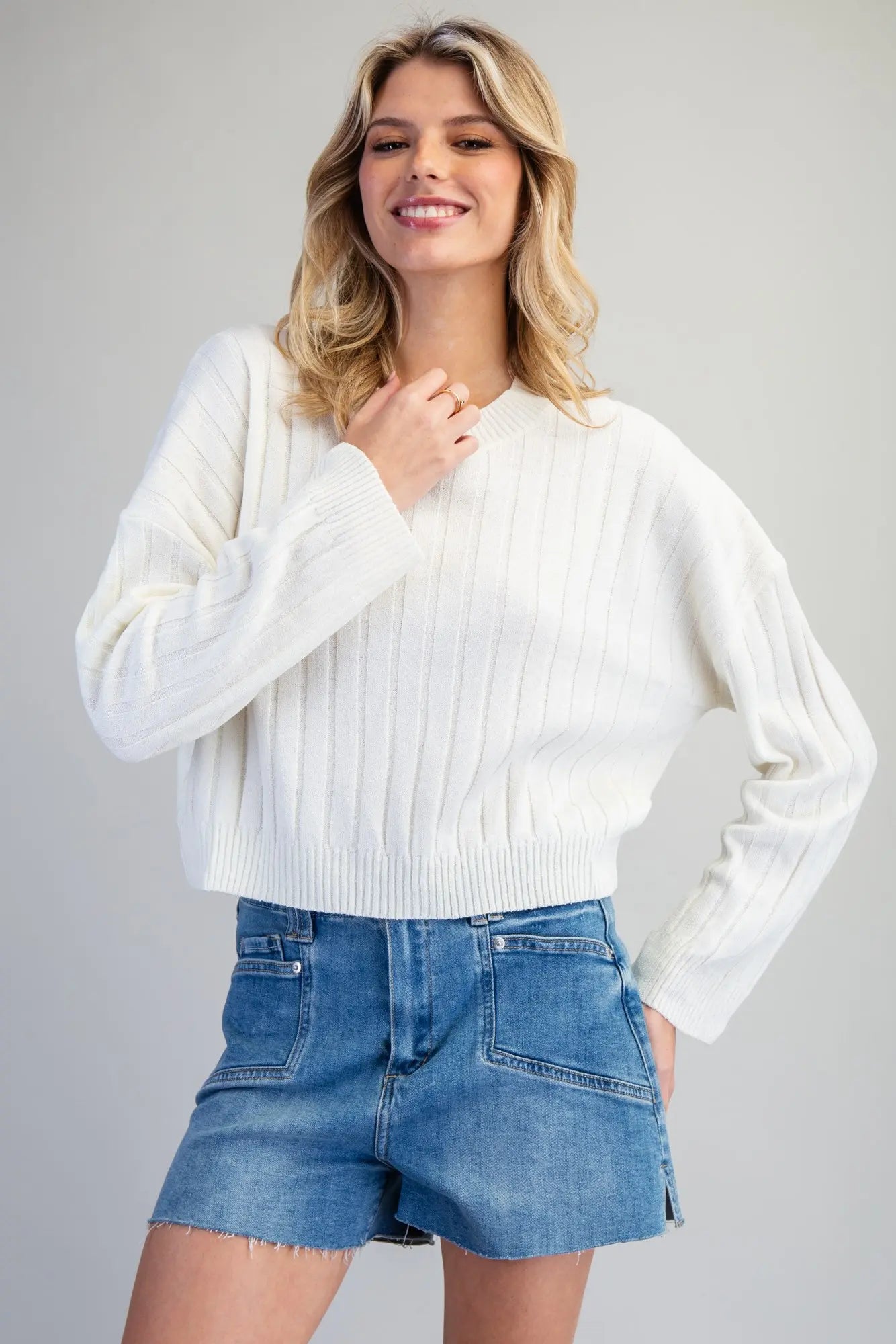 Off White Ribbed Sweater