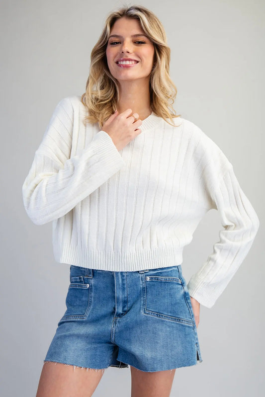 Off White Ribbed Sweater