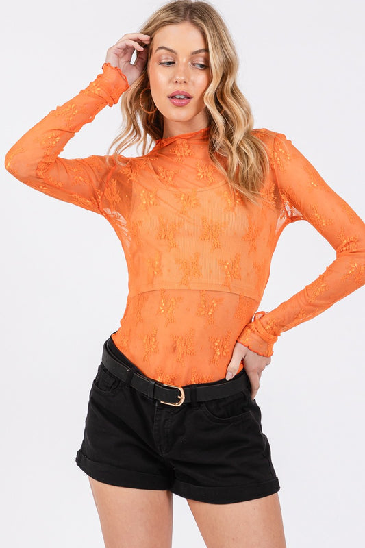 Orange Lace Top