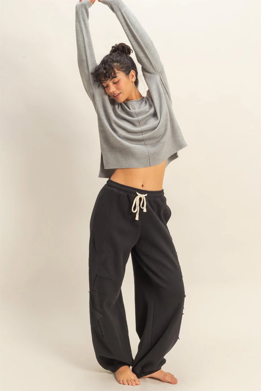 Star Patch Casual Drawstring Pants
