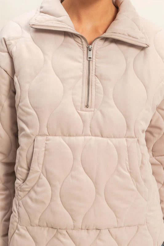 Quilted Half Zip Pullover