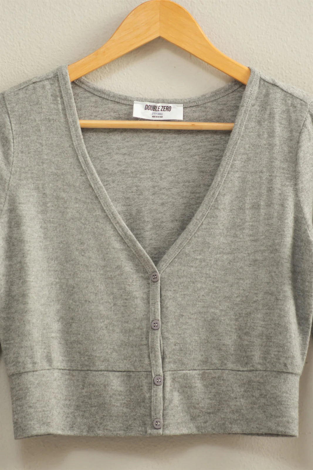 Cropped V-Neck Long Sleeve