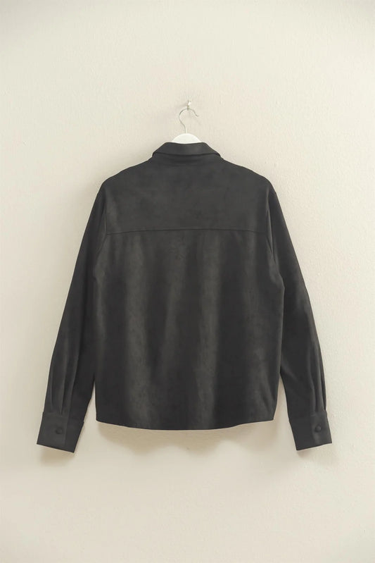 Suede Button Up Long Sleeve