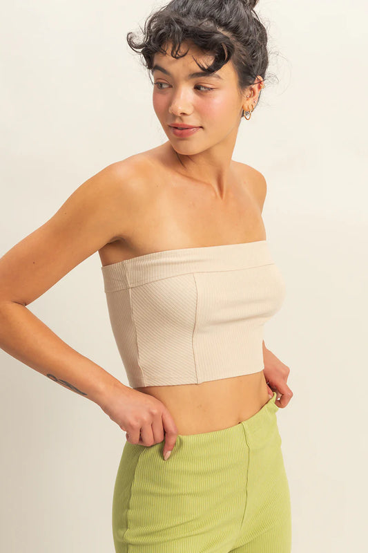 Strapless Ribbed Crop Top