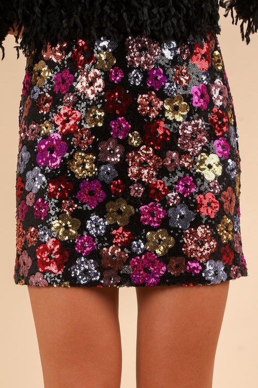 Sequin Floral Skirt