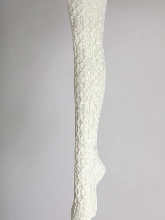 Thigh-High Cable Knit Socks