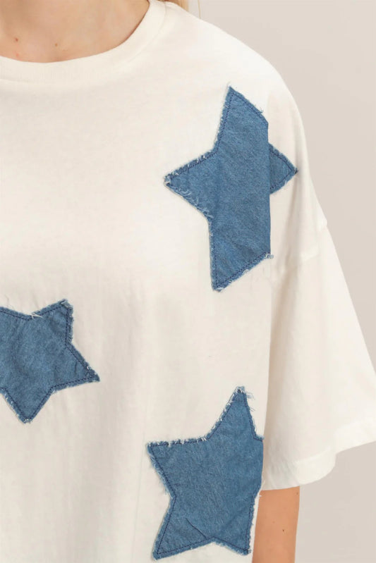 Raw Edge Patch White Star Top