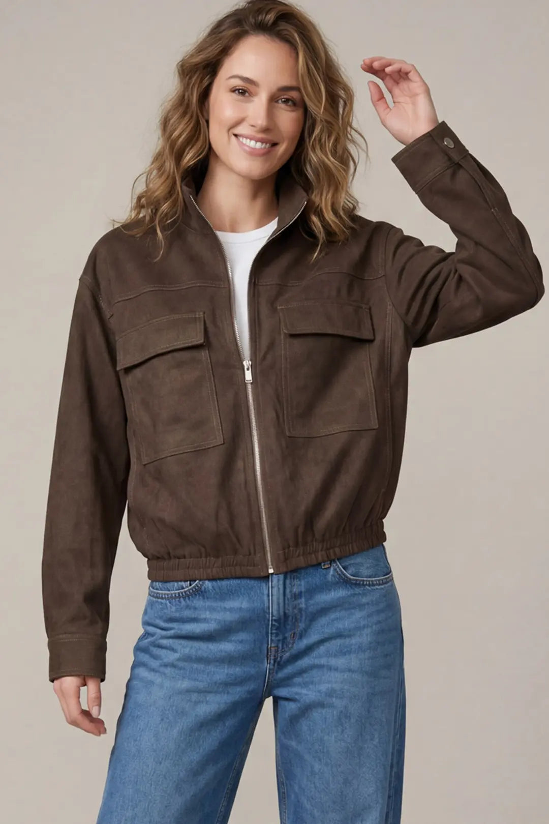 Brown Faux Suede