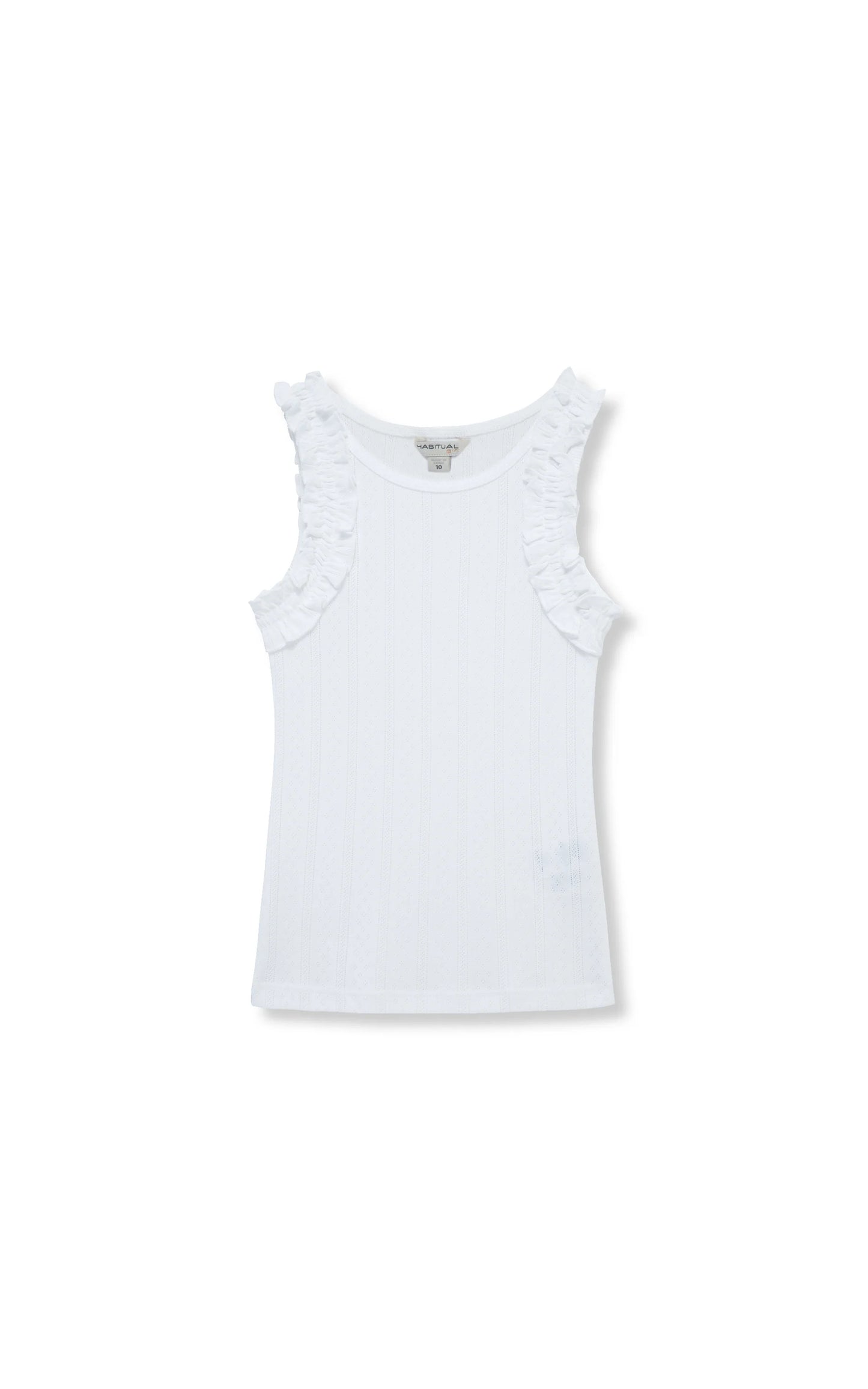 Youth White Ruffle Tank