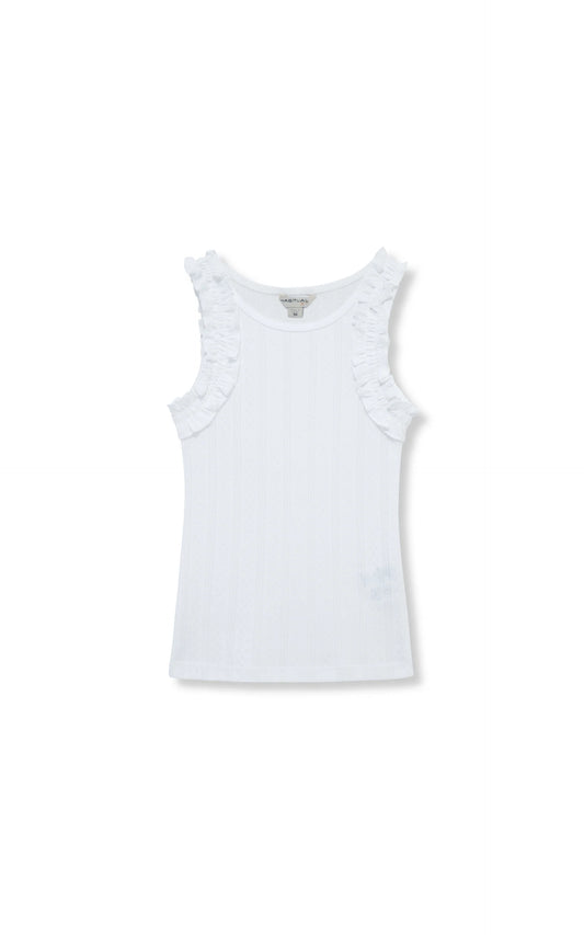 Youth White Ruffle Tank