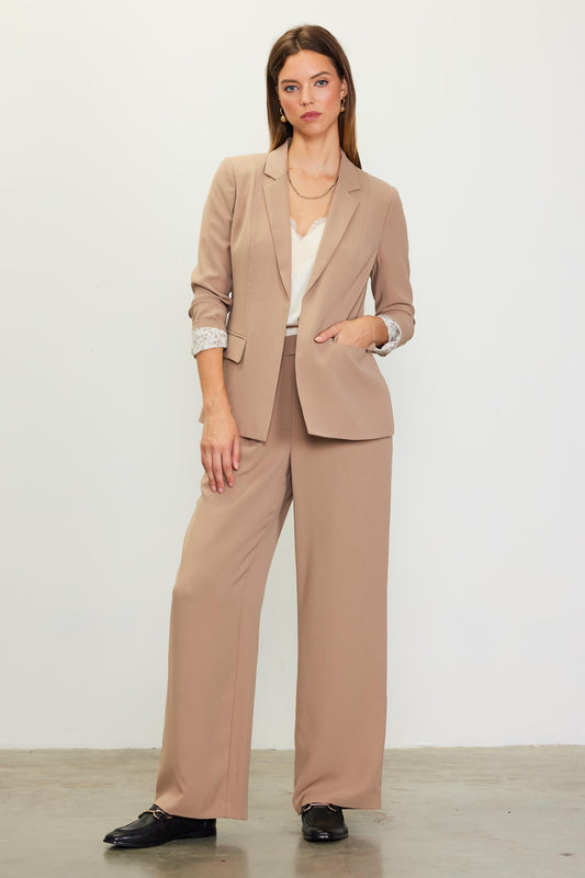 Pintuck Wide Leg Trouser