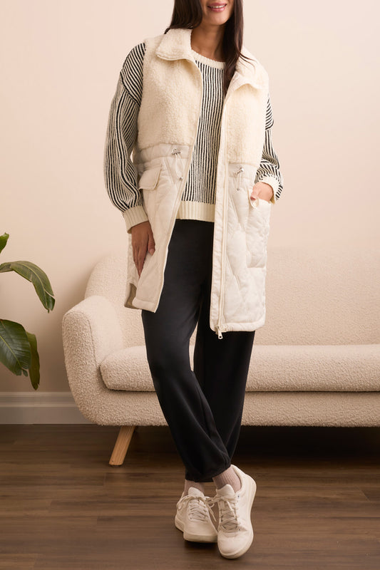 Cream Sleeveless Sherpa Vest