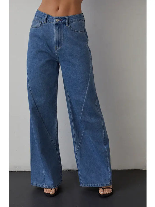 Victoria seamed wide leg denim pants