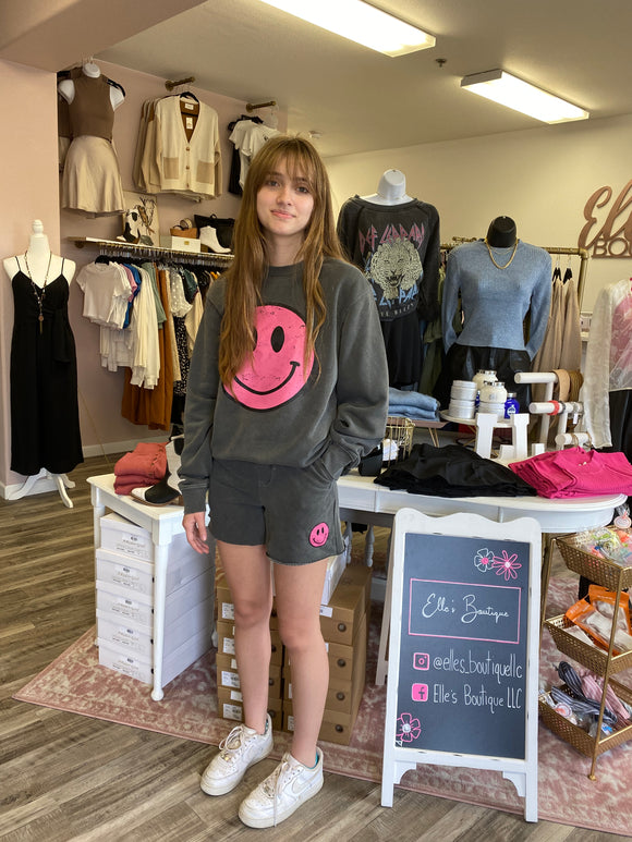 Smiley Crewneck Hot Pink