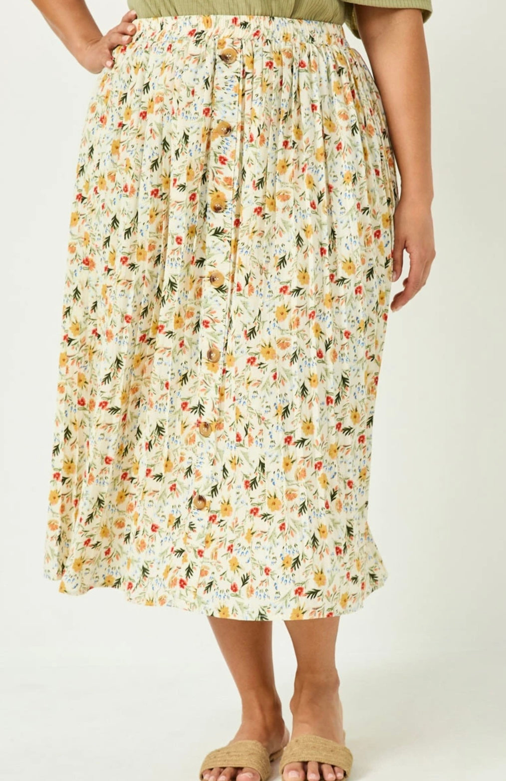 Floral Pleated Skirt Curvy