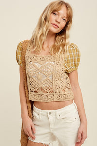 Crochet with Plaid Crop Top