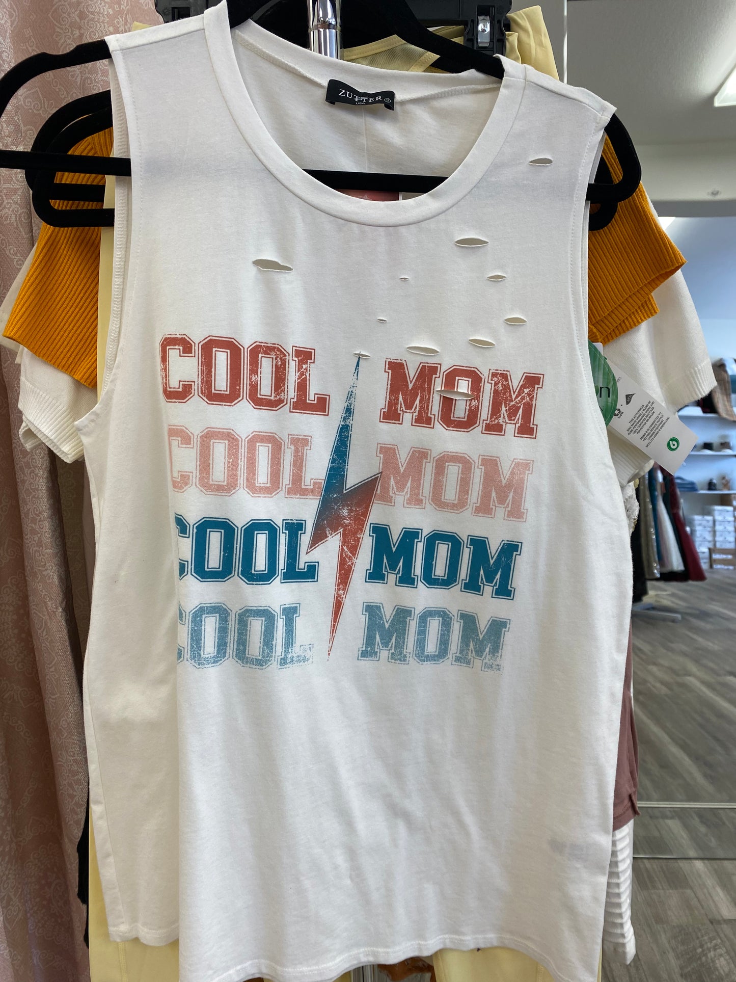 Ivory Cool Mom tank Curvy