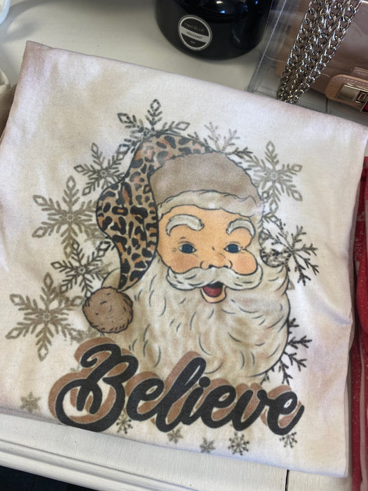 Believe Santa Bleached Tee