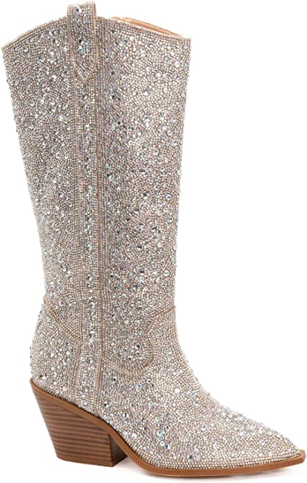 Glitzy Tall Rhinestone Boot