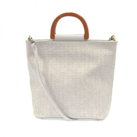 Grey Woven Wood Handle Tote