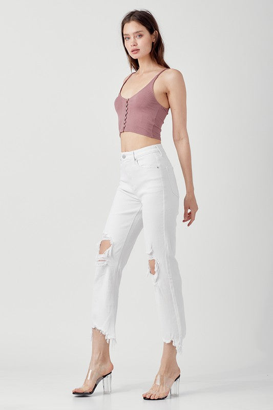 High Rise Straight Crop Jeans