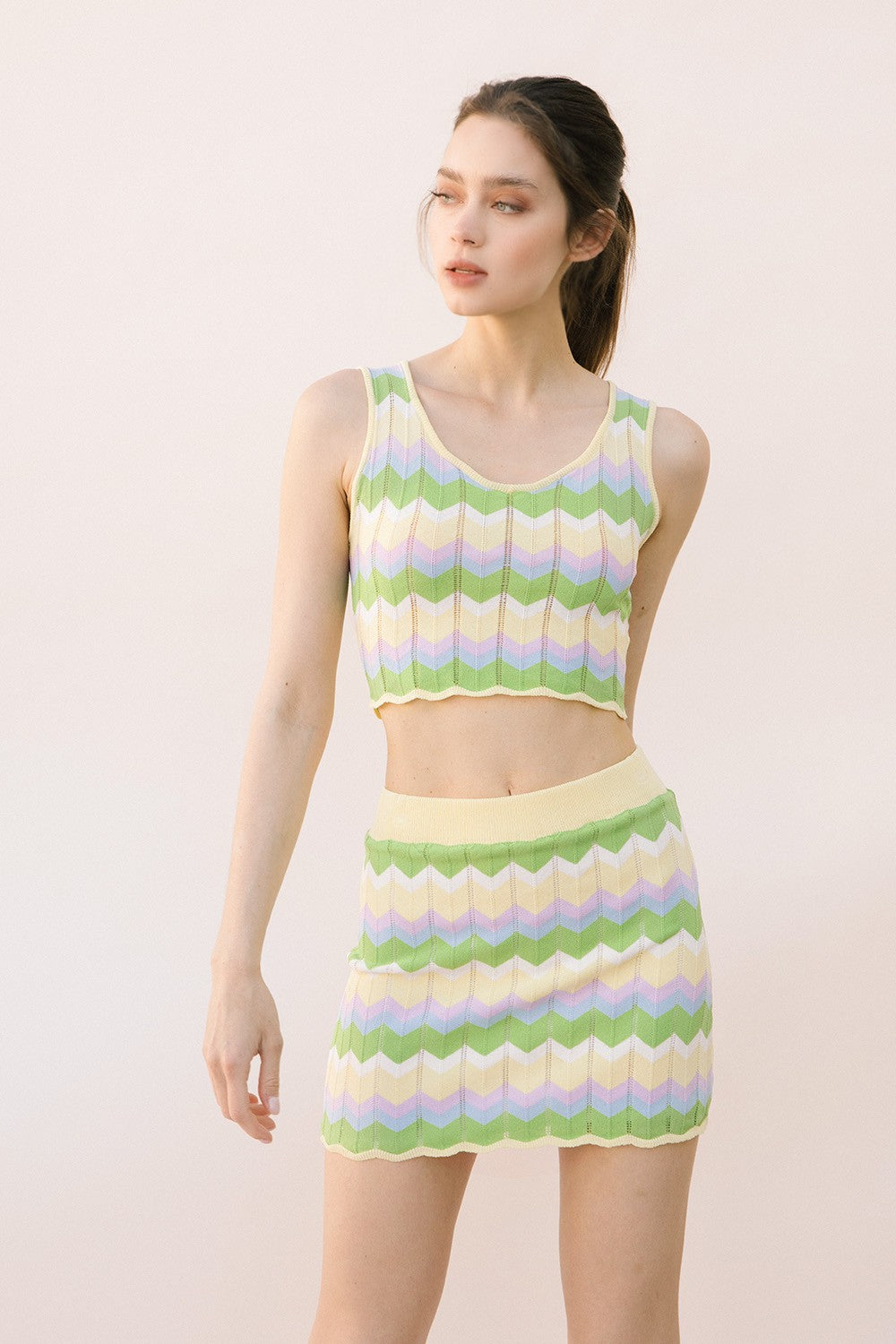Multicolor Wave Knit Tank Top