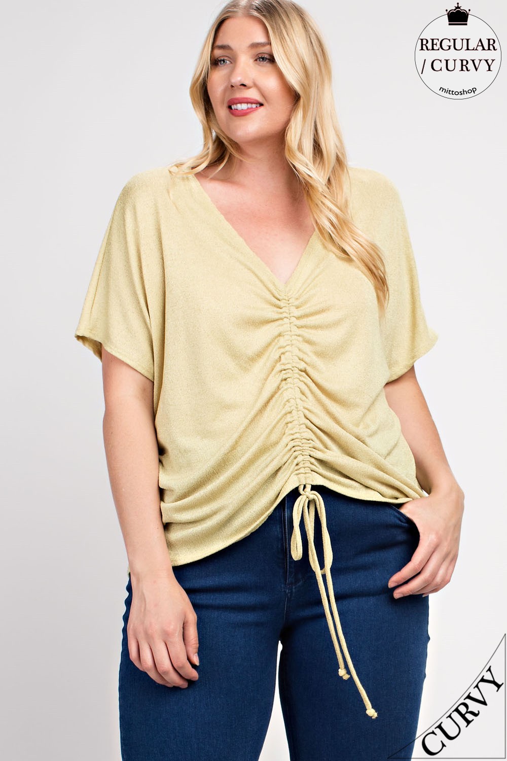 Mustard Ruched Top Curvy