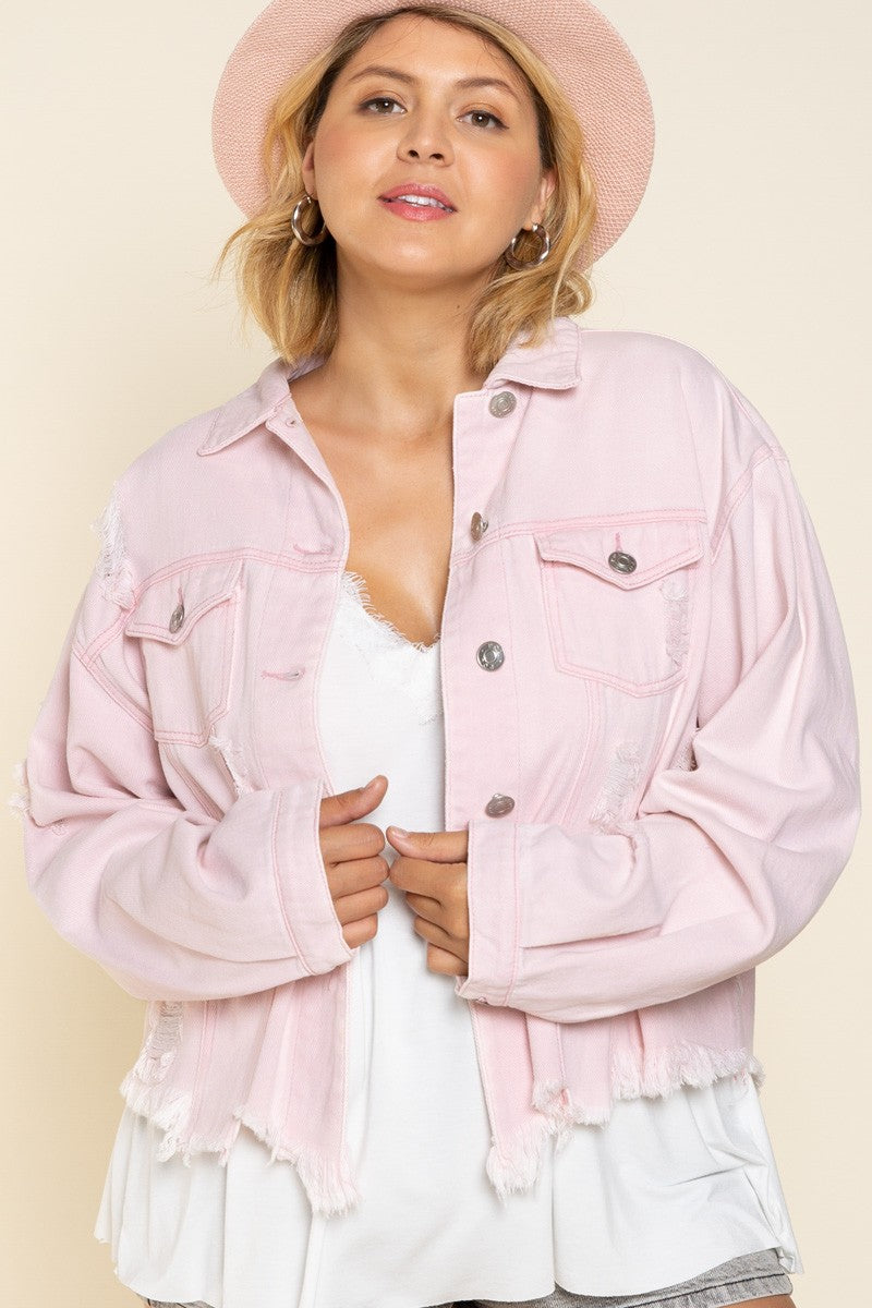 Pink Cropped Jacket Curvy