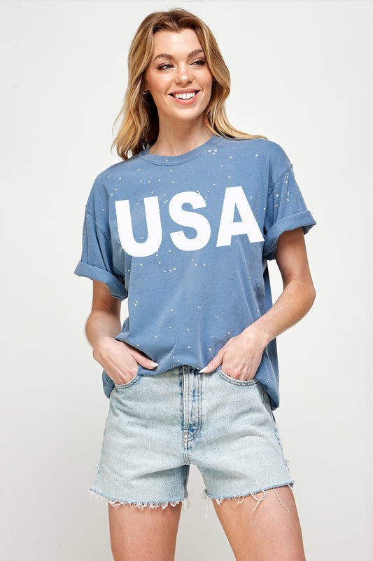 USA paint splattered T