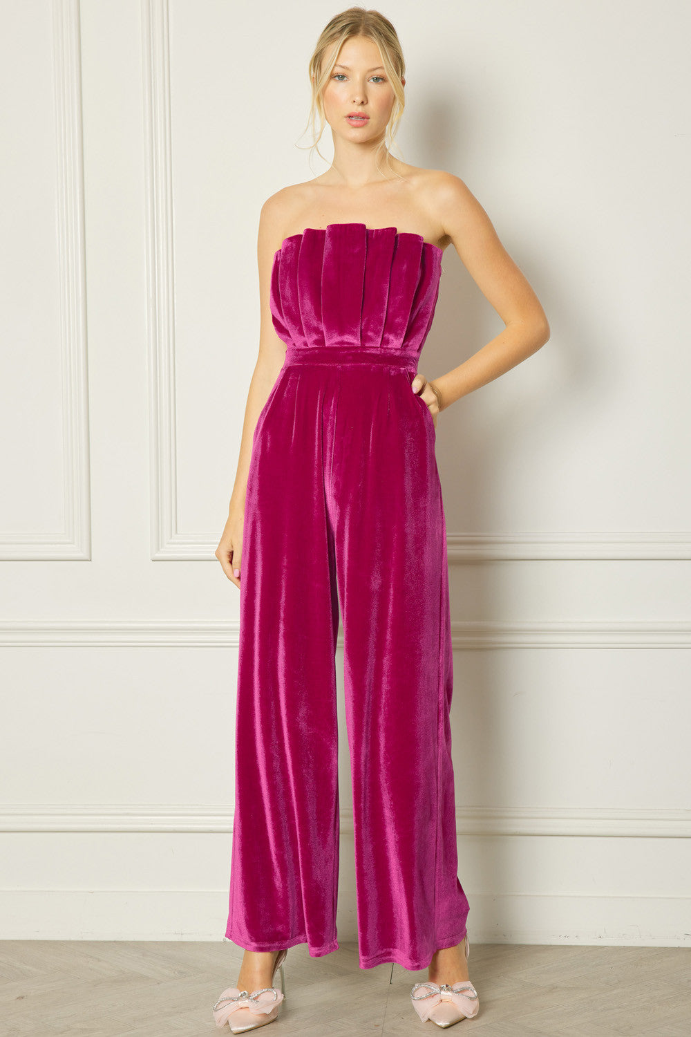 Velvet Wide Leg Jumpsuit