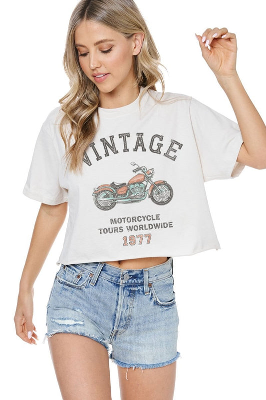 Vintage Motorcycle Cropped Tee