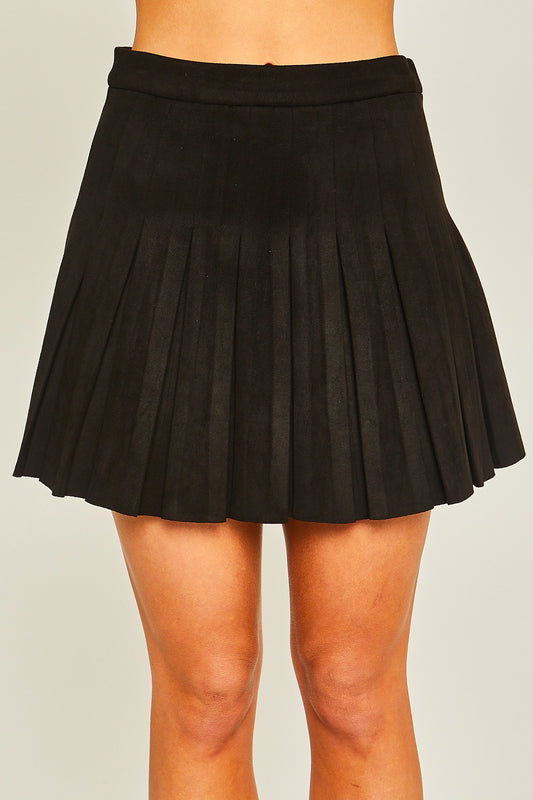 Woven Solid Mini Pleat Skirt