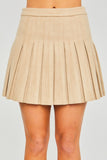 Woven Solid Mini Pleat Skirt
