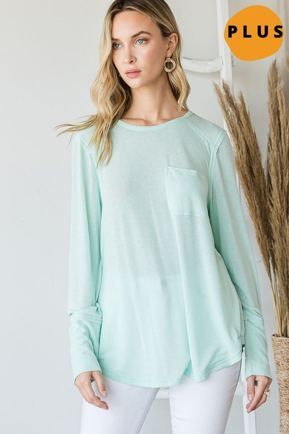 Knit Pocketed Layering Top Curvy