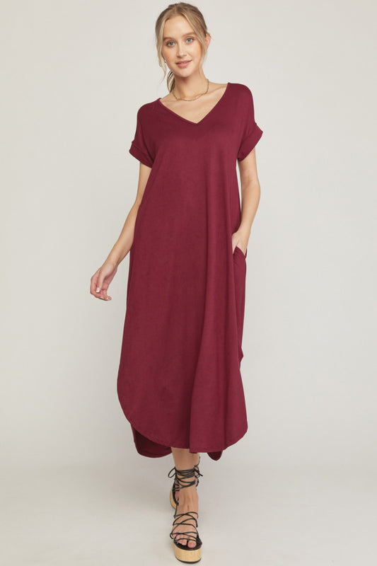 Burgandy Jersey Knit Maxi