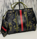 Camo with Red Stripe Tote