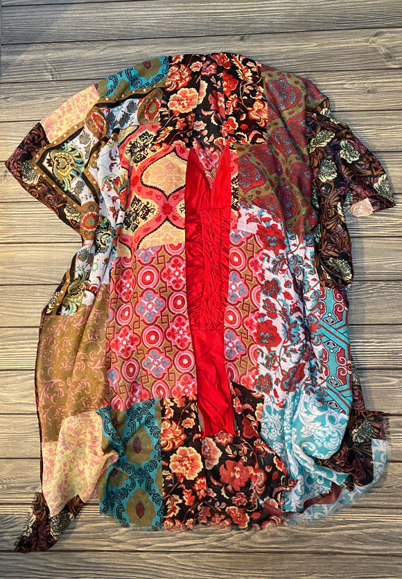 Red Multi Kimono/Coverup