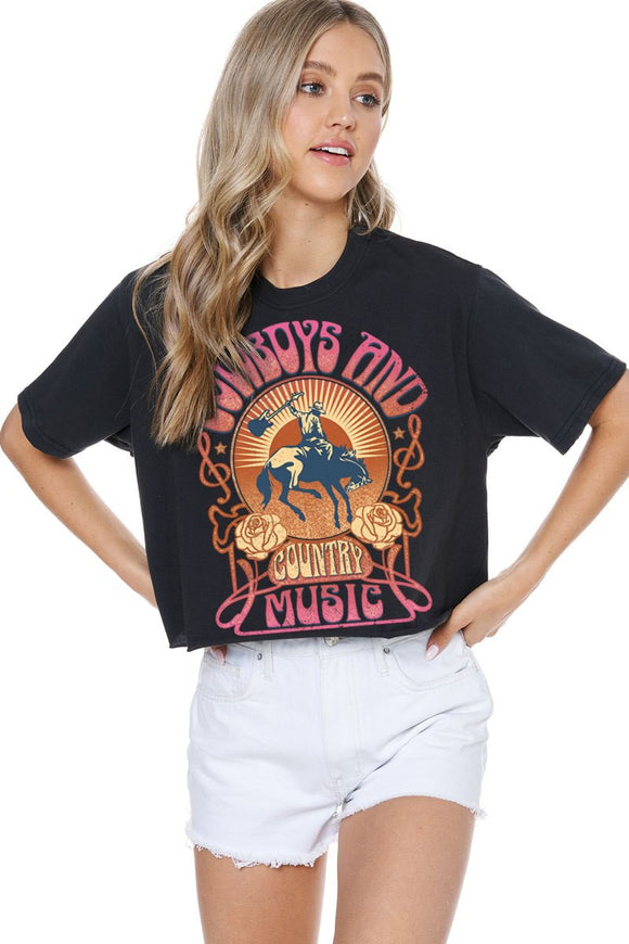 Cowboys and Country Music Cropped Tee