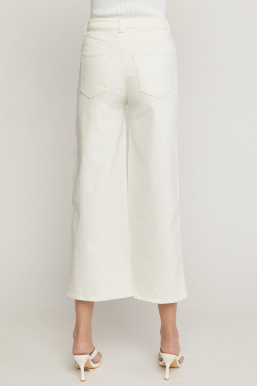 Cream Wide Leg Denim