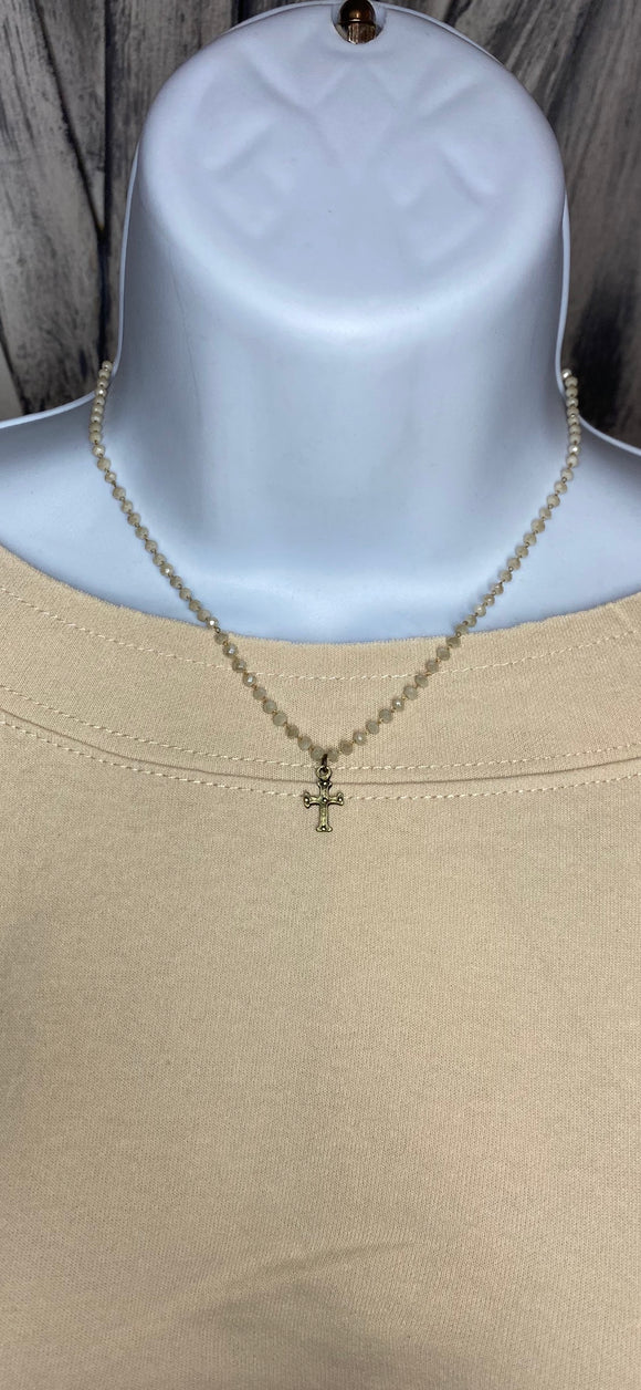 Beaded Cross Choker Necklace