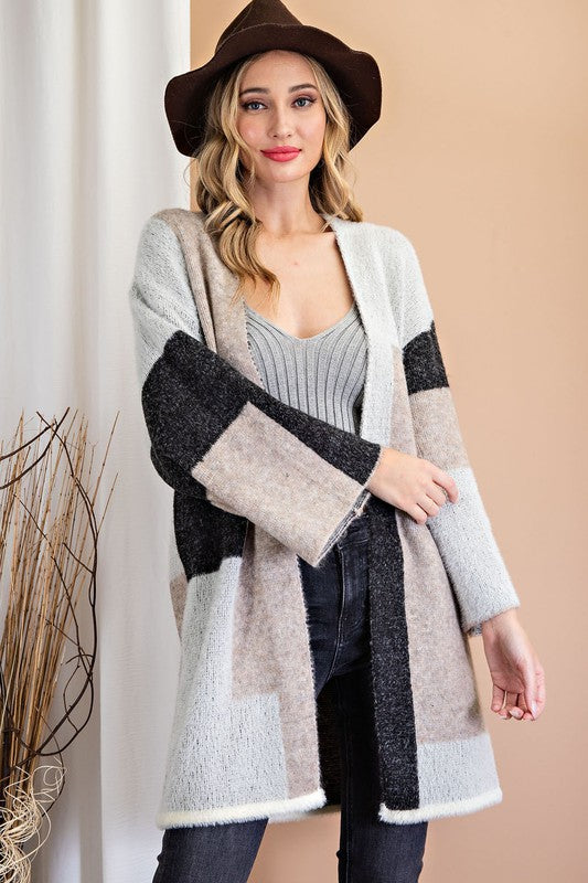 Soft and Fuzzy Colorblock Cardigan