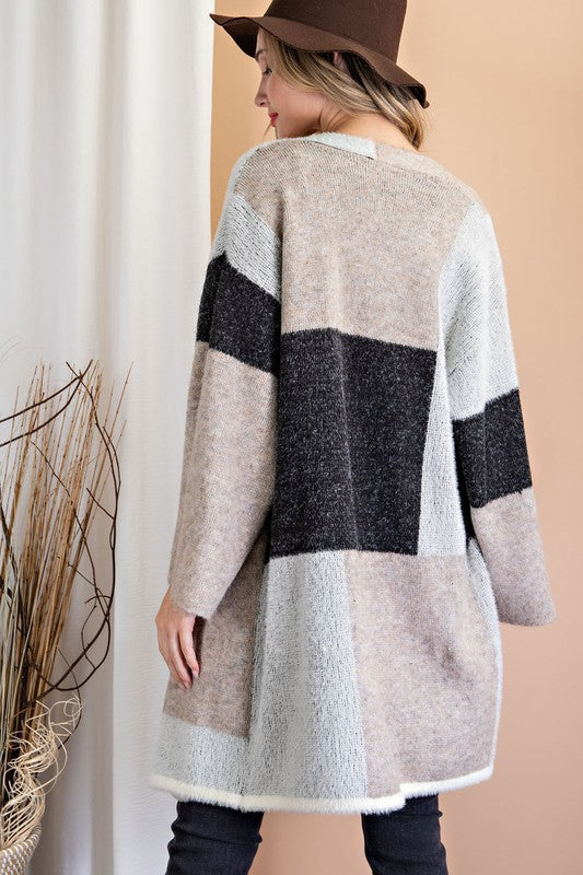 Soft and Fuzzy Colorblock Cardigan