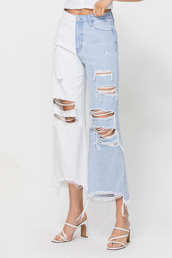 High Rise two Tone Jeans