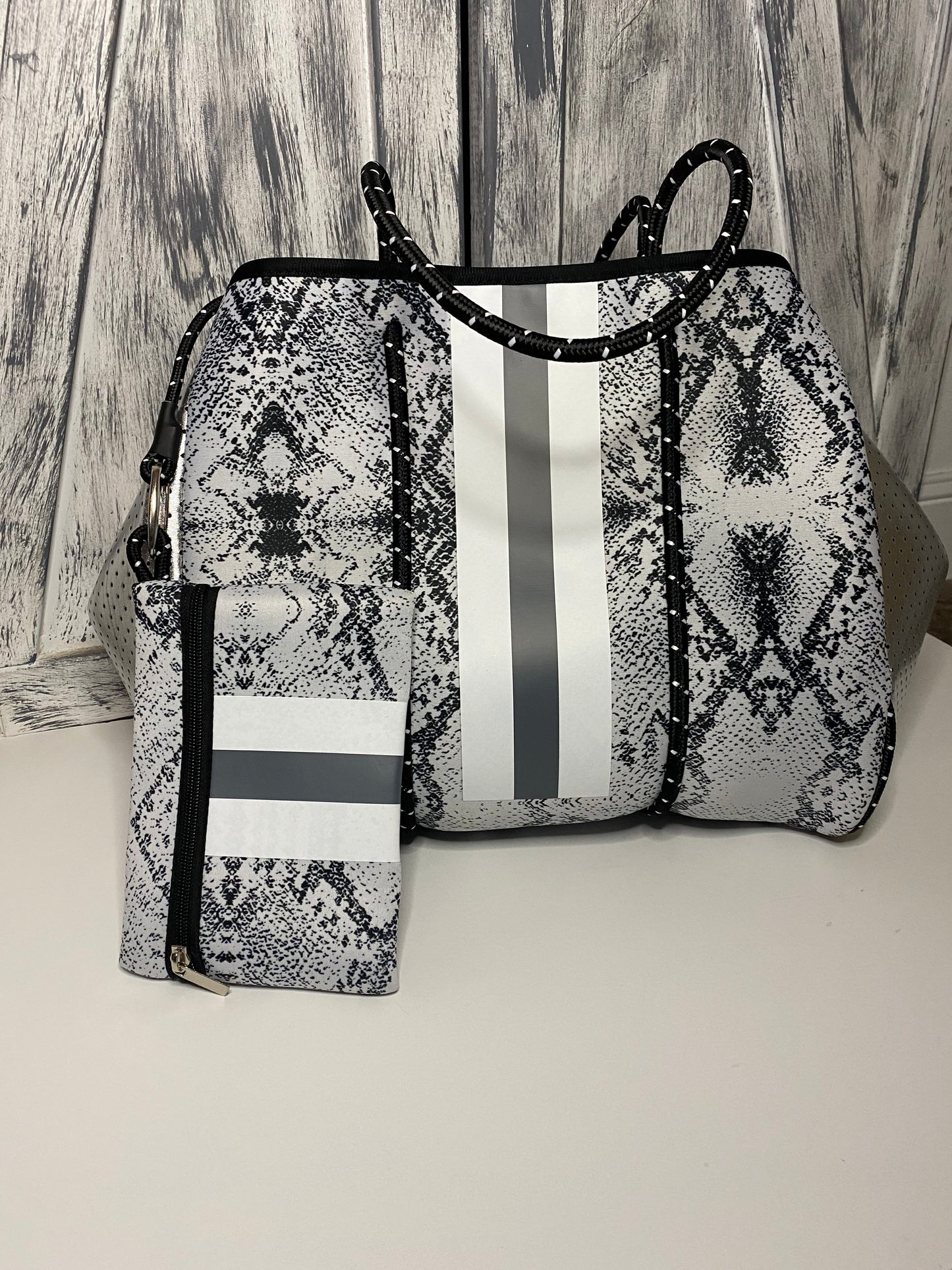 Grey Snake Neoprene Tote