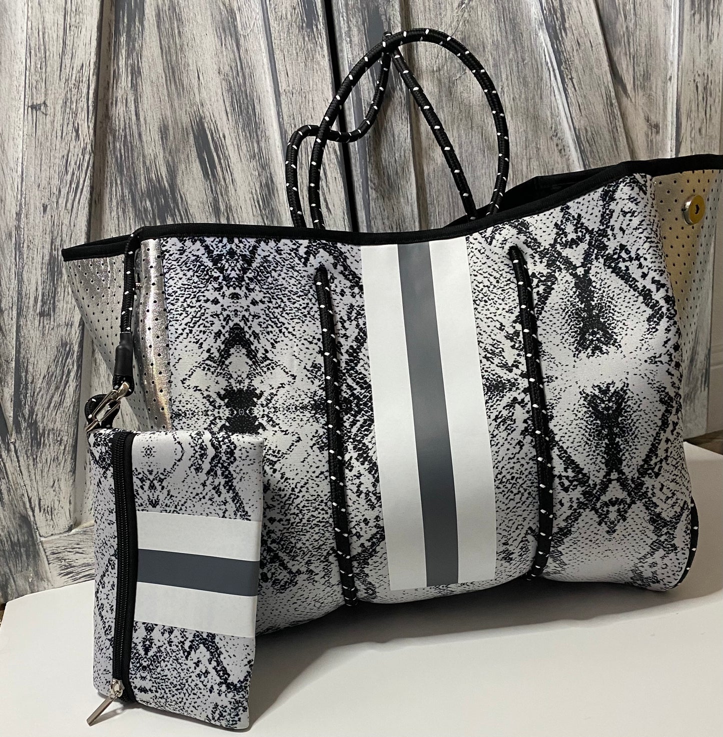 Grey Snake Neoprene Tote