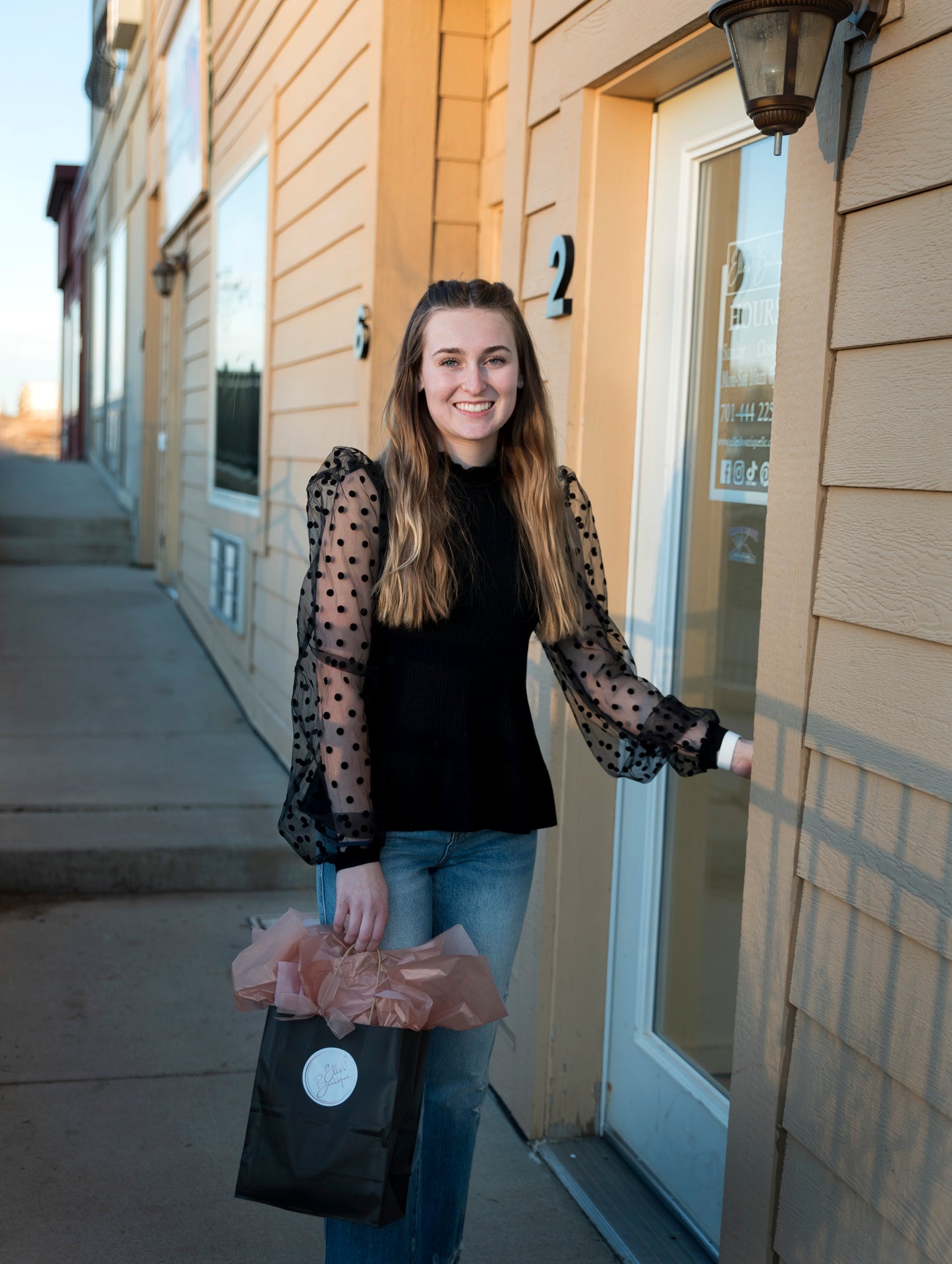 Sheer Dot Sleeve Peplum Top